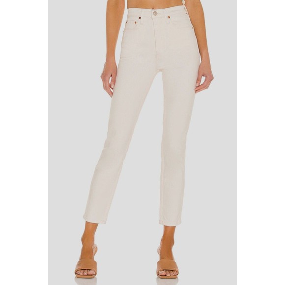 RE/DONE REDONE Originals 90s High Rise Ankle Crop Cream Vintage White Sz 24 / 0 - Picture 1 of 11